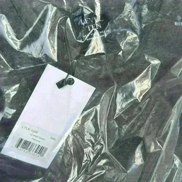 Level Ten Men's Small Knit Long Sleeve Crew Neck Pullover Shirt Charcoal - Picture 3 of 6